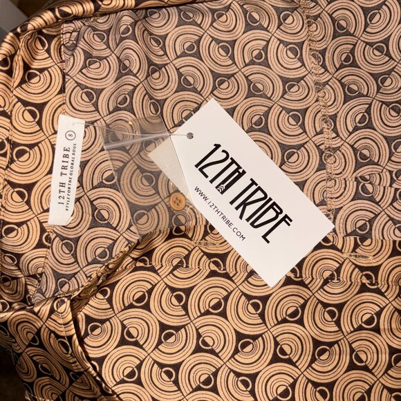 NWT 12th Tribe AFTER DARK BROWN RETRO SATIN MINI DRESS Small **Sold out online** - Picture 7 of 7